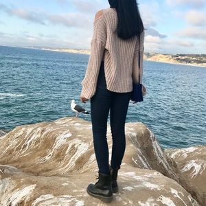 Beige off shoulder sweater